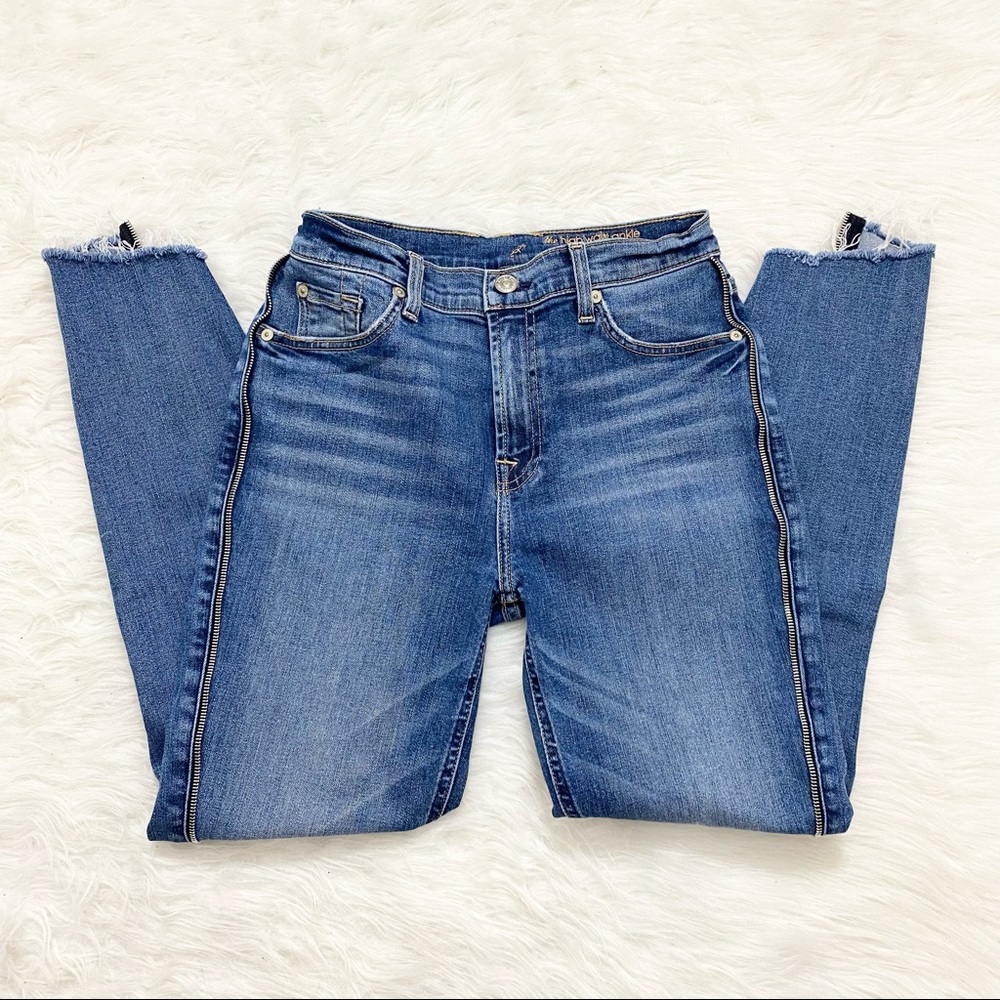 7 FOR ALL MANKIND Zipper Trim Denim Skinny Jean Ankle Pants